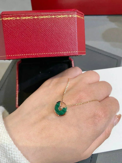 [Lumi Jewels]AMULETTE ROSE GOLD MALACHITE NECKLACE