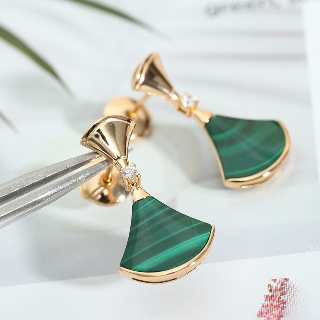 [Lumi Jewels]DREAM MALACHITE PINK GOLD EARRINGS
