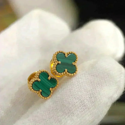 [Lumi Jewels]CLOVER MINI 9.5MM MALACHITE  EARRINGS