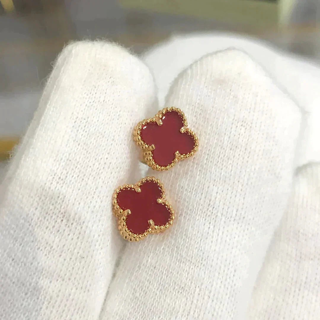 [Lumi Jewels]CLOVER MINI 9.5MM CARNELIAN EARRINGS