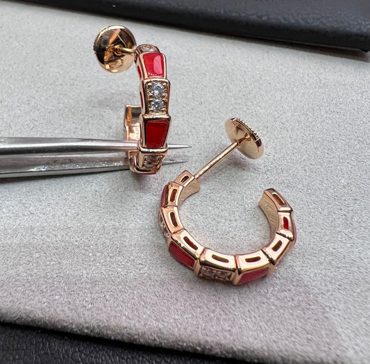[Lumi Jewels]SERPENTI CARNELIAN PINK GOLD EARRINGS