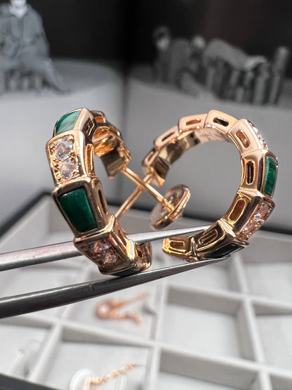 [Lumi Jewels]SERPENTI MALACHITE PINK GOLD EARRINGS