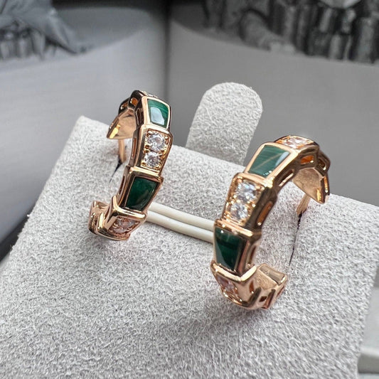 [Lumi Jewels]SERPENTI MALACHITE PINK GOLD EARRINGS