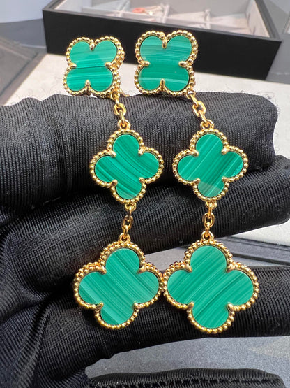 [Lumi Jewels]CLOVER MALACHITE 3 MOTIFS GOLD