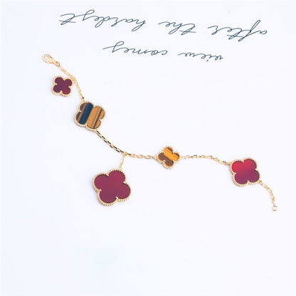 [Lumi Jewels]CLOVER BRACELET 5 MOTIFS CARNELIAN TIGER EYE