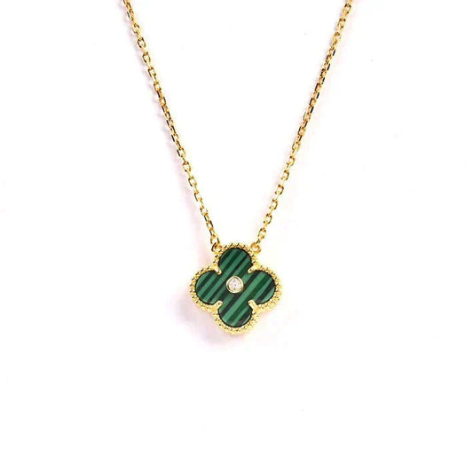 [Lumi Jewels]CLOVER 15MM DIAMOND TURQUOISE NECKLACE