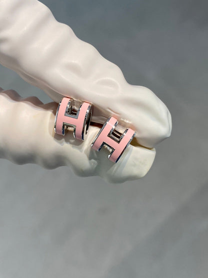 [Lumi Jewels]MINI POP H SILVER EARRINGS PINK