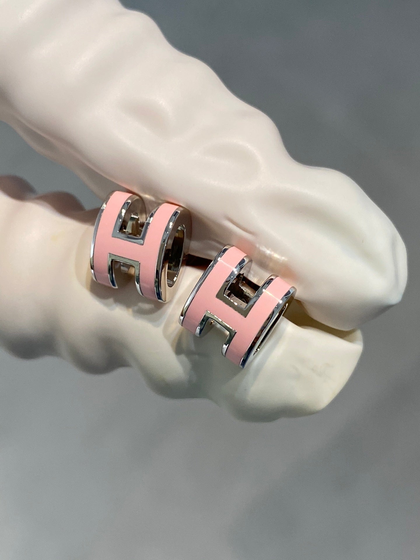 [Lumi Jewels]MINI POP H SILVER EARRINGS PINK