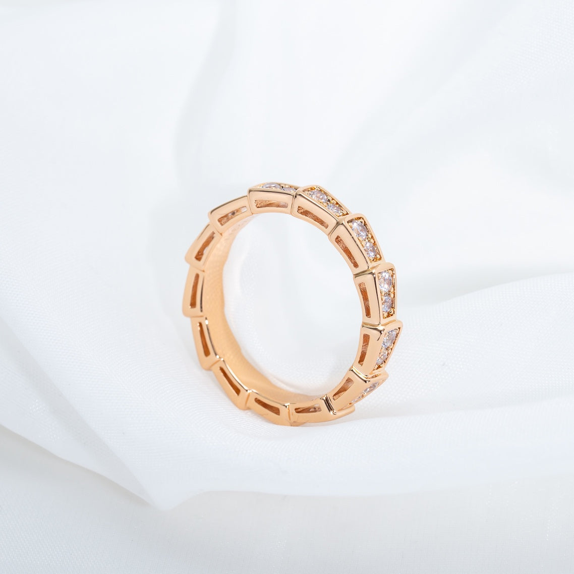 [Lumi Jewels]SERPENTI RING PINK GOLD DIAMOND PAVED 3MM