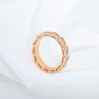 [Lumi Jewels]SERPENTI RING PINK GOLD DIAMOND PAVED 3MM