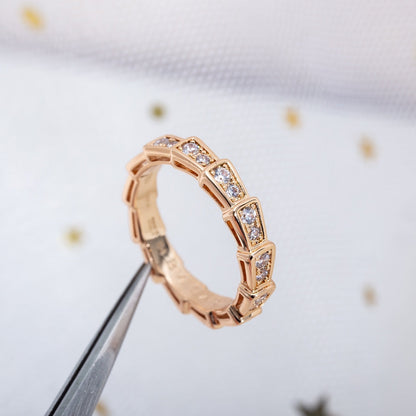 [Lumi Jewels]SERPENTI RING PINK GOLD DIAMOND PAVED 3MM