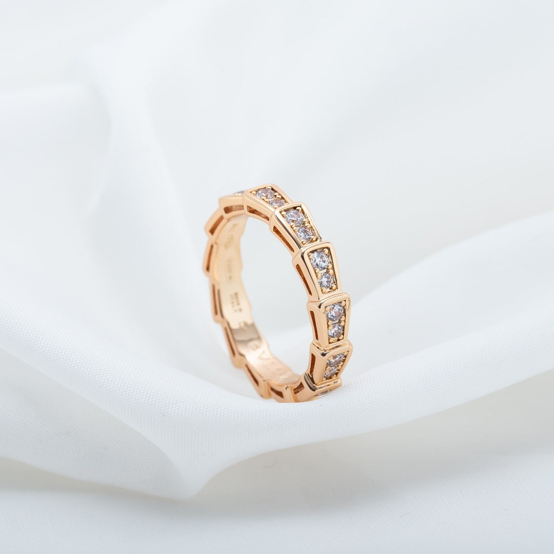 [Lumi Jewels]SERPENTI RING PINK GOLD DIAMOND PAVED 3MM