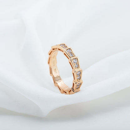 [Lumi Jewels]SERPENTI RING PINK GOLD DIAMOND PAVED 3MM