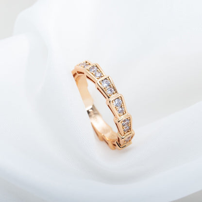 [Lumi Jewels]SERPENTI RING PINK GOLD DIAMOND PAVED 3MM