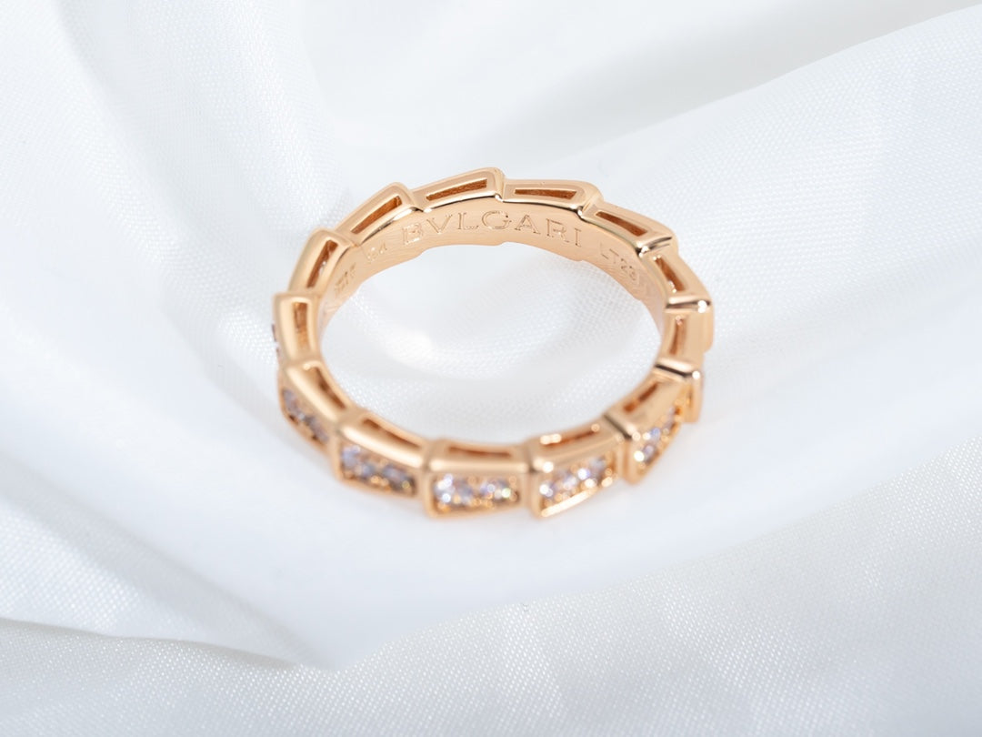 [Lumi Jewels]SERPENTI RING PINK GOLD DIAMOND PAVED 3MM