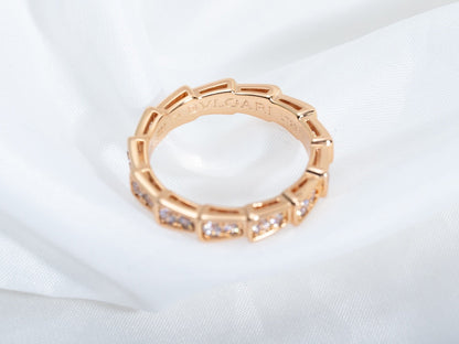 [Lumi Jewels]SERPENTI RING PINK GOLD DIAMOND PAVED 3MM