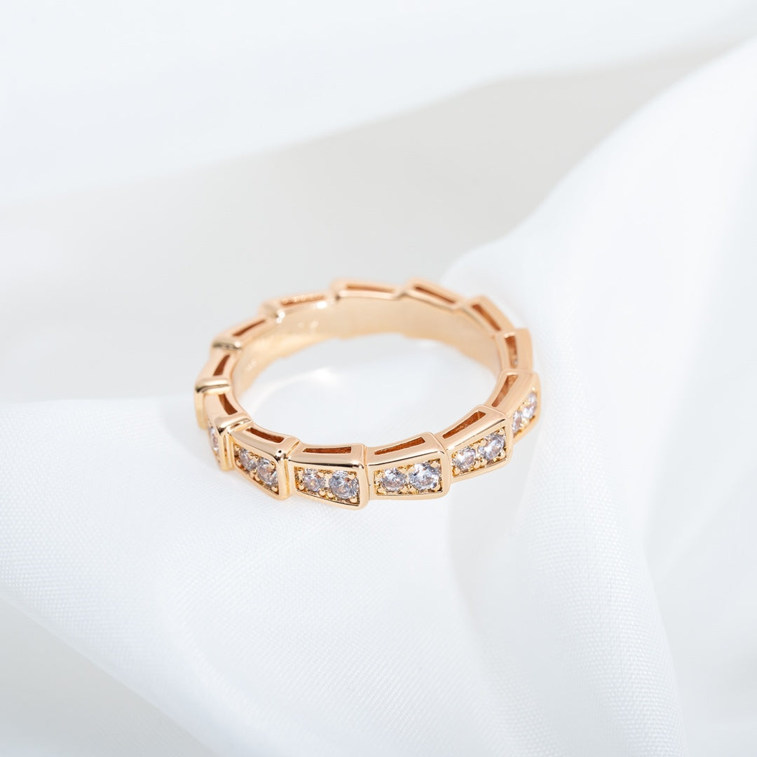 [Lumi Jewels]SERPENTI RING PINK GOLD DIAMOND PAVED 3MM