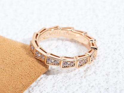 [Lumi Jewels]SERPENTI RING PINK GOLD DIAMOND PAVED 3MM