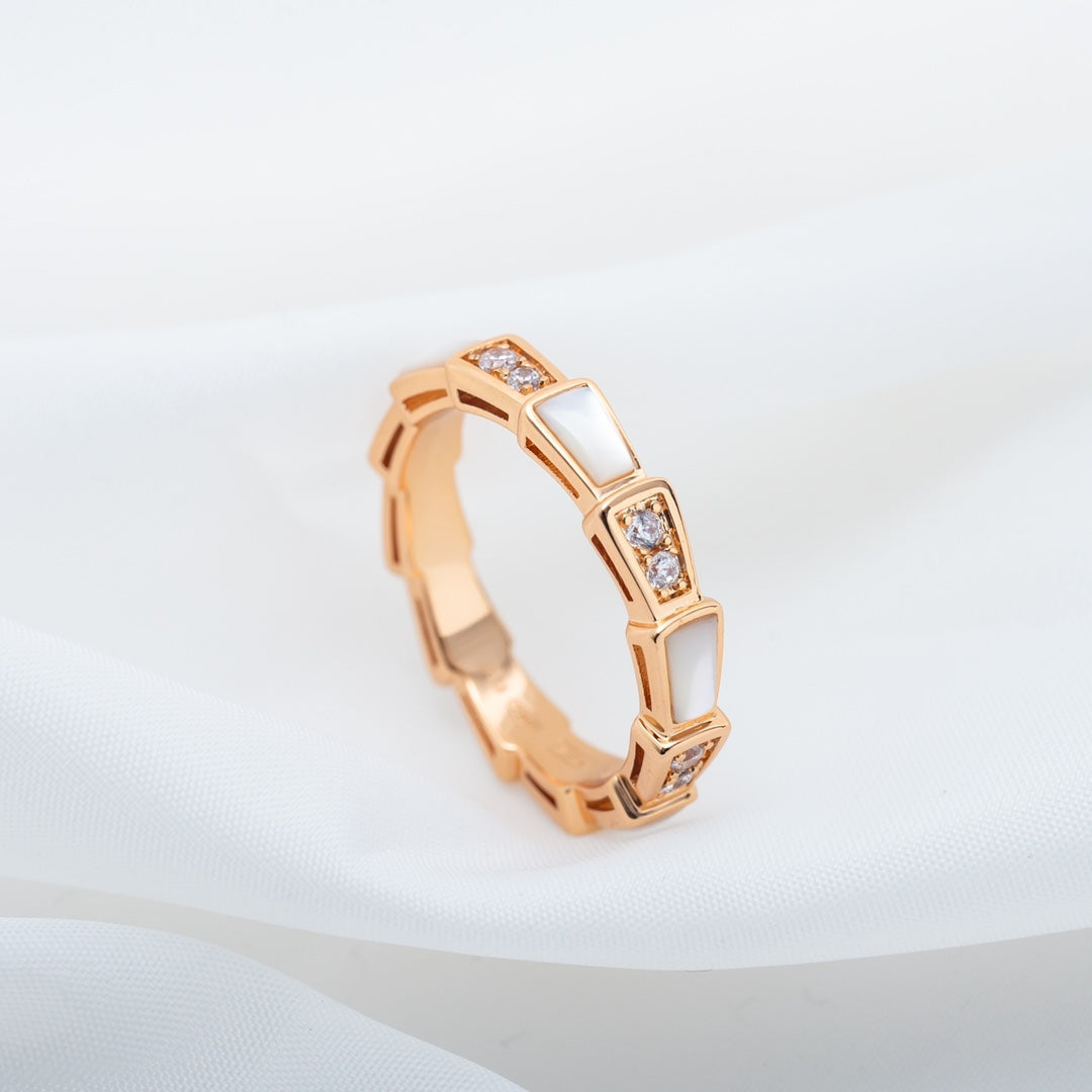 [Lumi Jewels]SERPENTI RING PINK GOLD DIAMOND MOP 3MM