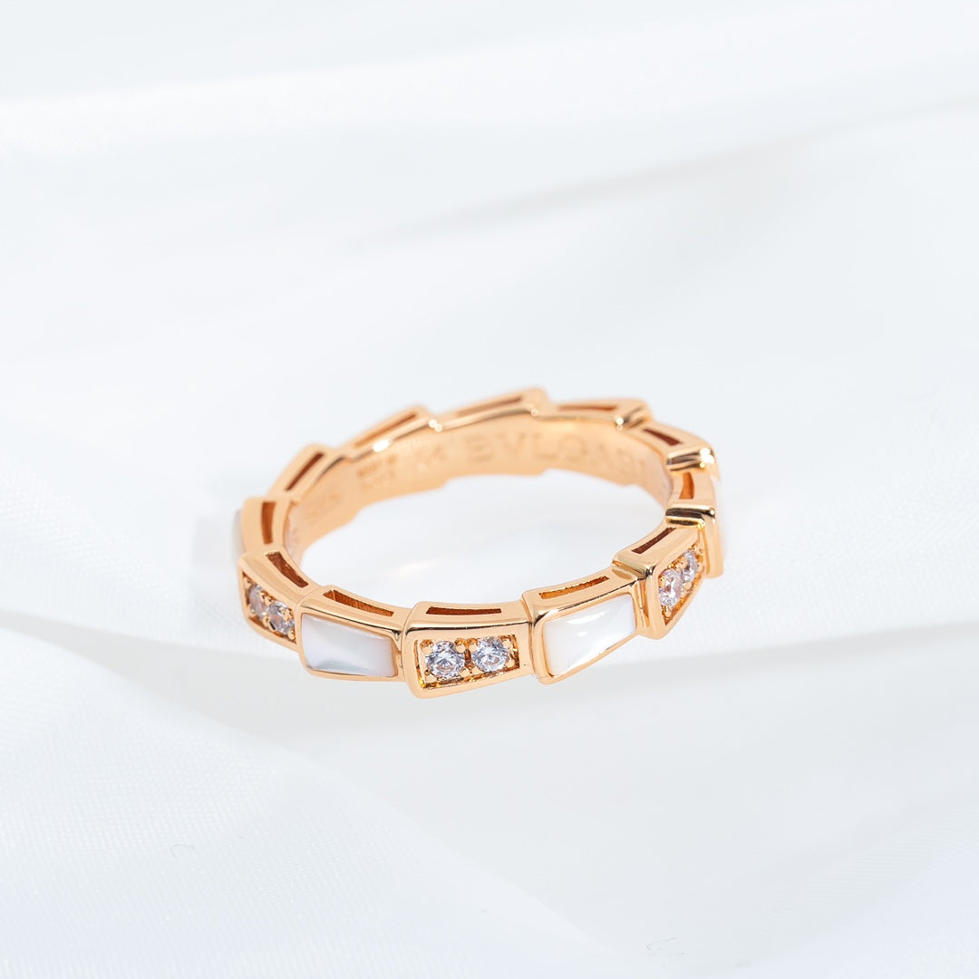 [Lumi Jewels]SERPENTI RING PINK GOLD DIAMOND MOP 3MM
