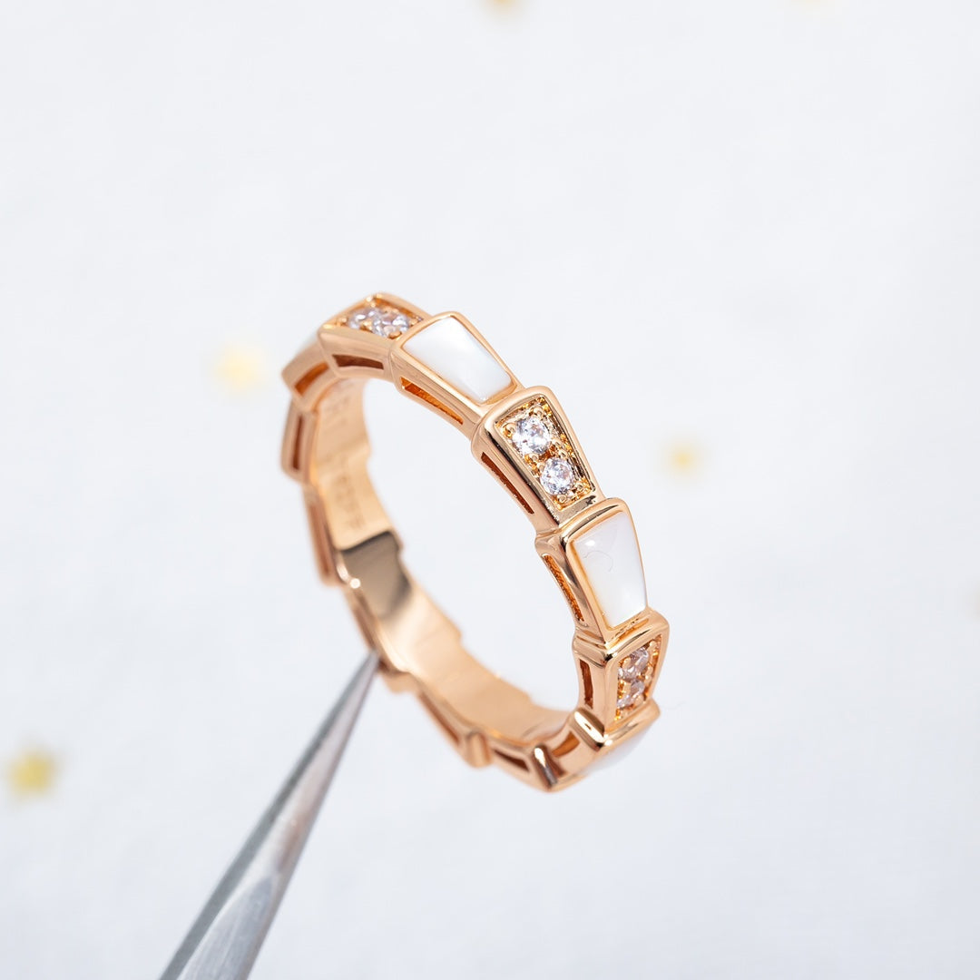 [Lumi Jewels]SERPENTI RING PINK GOLD DIAMOND MOP 3MM
