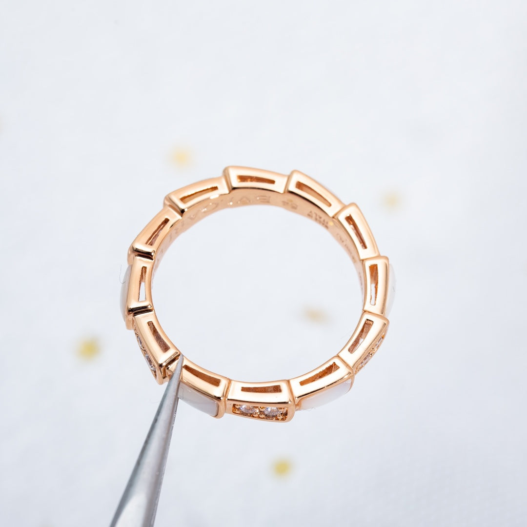 [Lumi Jewels]SERPENTI RING PINK GOLD DIAMOND MOP 3MM