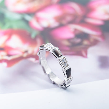 [Lumi Jewels]SERPENTI RING SILVER  DIAMOND BLACK MOP 3MM