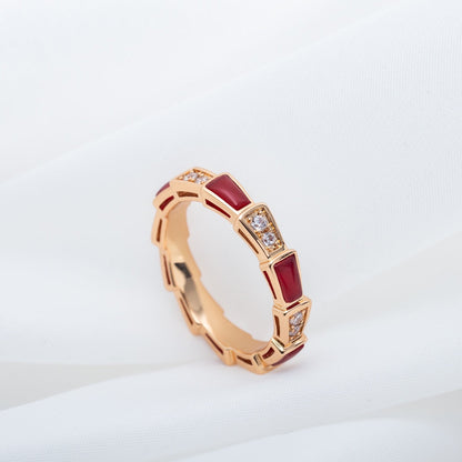 [Lumi Jewels]SERPENTI RING PINK GOLD CARNELIAN DIAMOND 3MM
