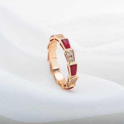 [Lumi Jewels]SERPENTI RING PINK GOLD CARNELIAN DIAMOND 3MM