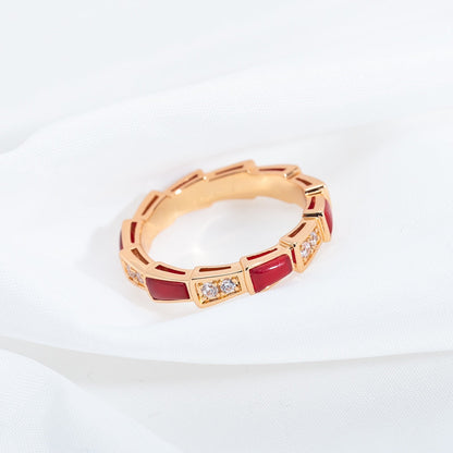 [Lumi Jewels]SERPENTI RING PINK GOLD CARNELIAN DIAMOND 3MM
