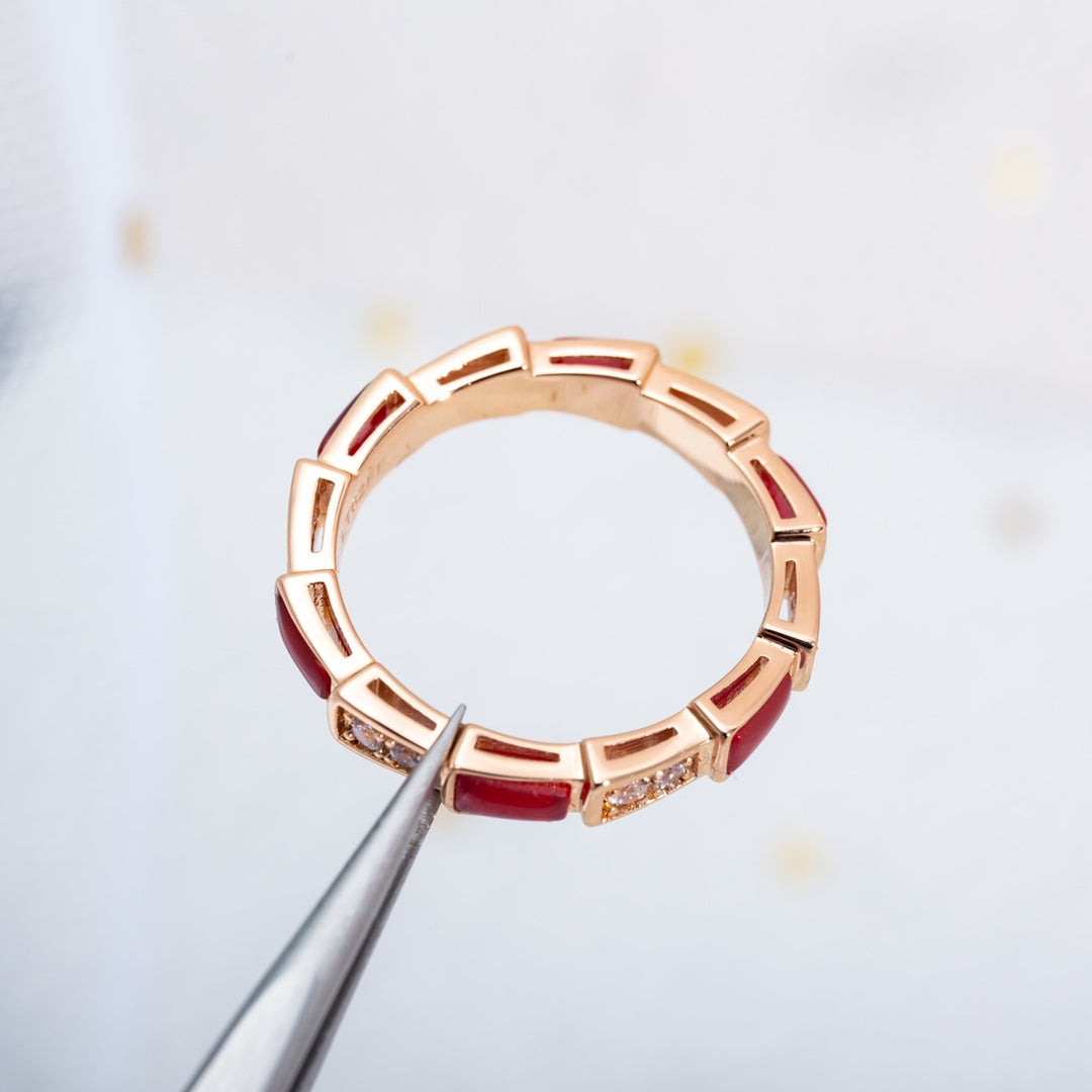 [Lumi Jewels]SERPENTI RING PINK GOLD CARNELIAN DIAMOND 3MM