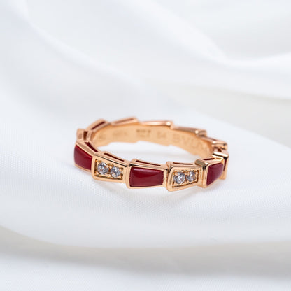 [Lumi Jewels]SERPENTI RING PINK GOLD CARNELIAN DIAMOND 3MM