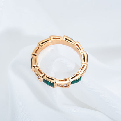 [Lumi Jewels]SERPENTI RING PINK GOLD MALACHITE DIAMOND 3MM