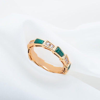 [Lumi Jewels]SERPENTI RING PINK GOLD MALACHITE DIAMOND 3MM
