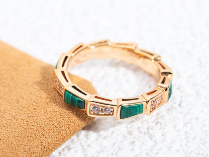 [Lumi Jewels]SERPENTI RING PINK GOLD MALACHITE DIAMOND 3MM