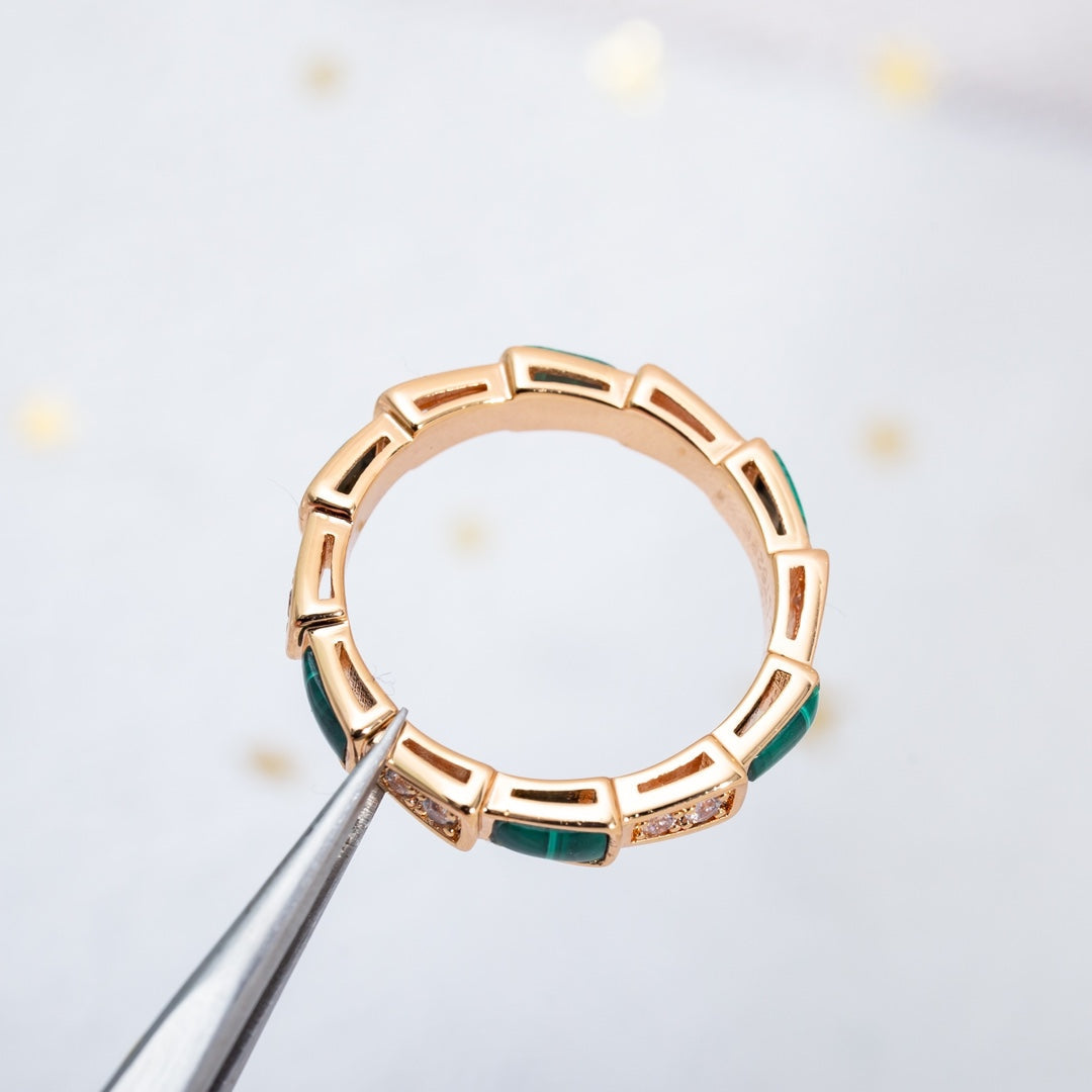 [Lumi Jewels]SERPENTI RING PINK GOLD MALACHITE DIAMOND 3MM