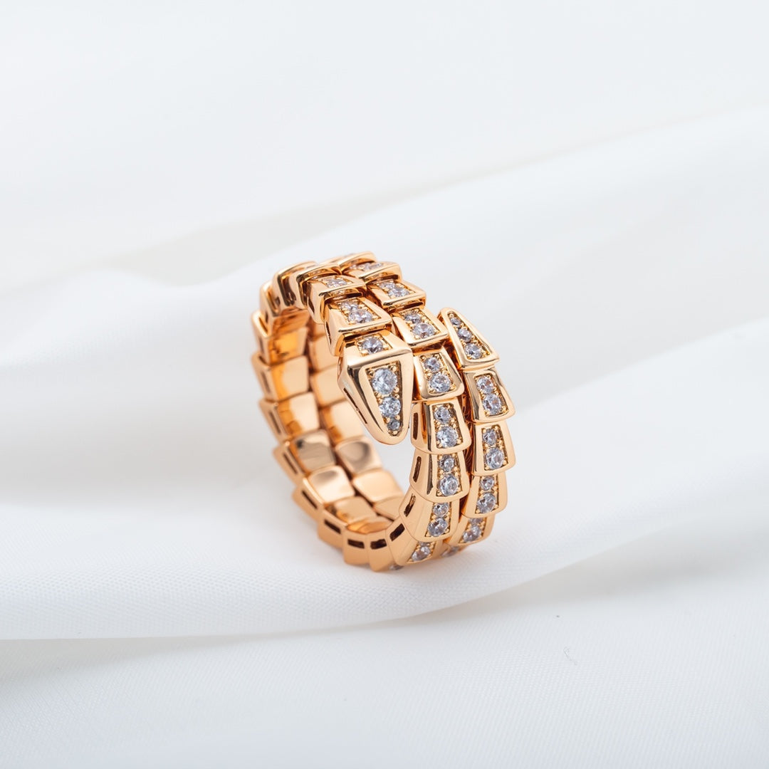 [Lumi Jewels]SERPENTI RING PINK GOLD DIAMOND DOUBLE ROW
