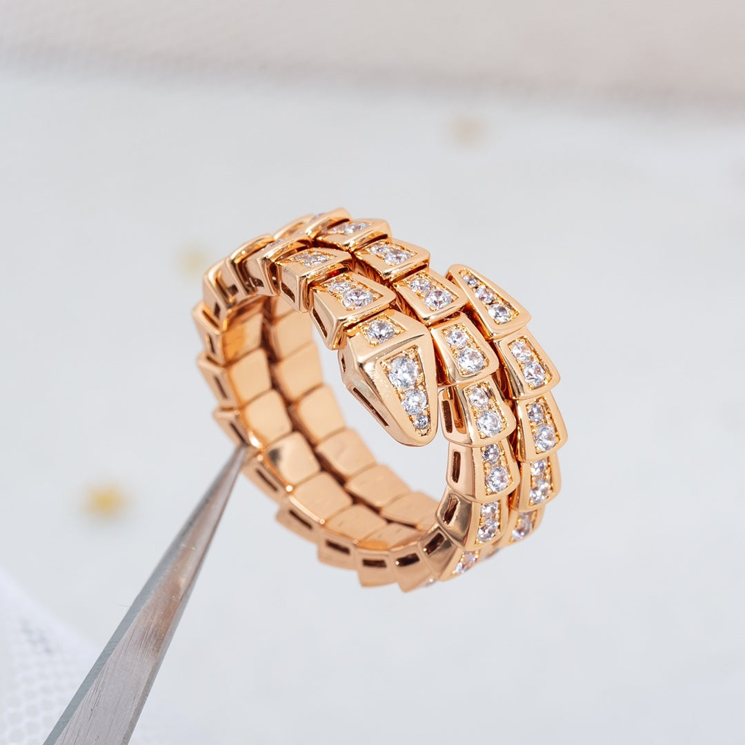 [Lumi Jewels]SERPENTI RING PINK GOLD DIAMOND DOUBLE ROW