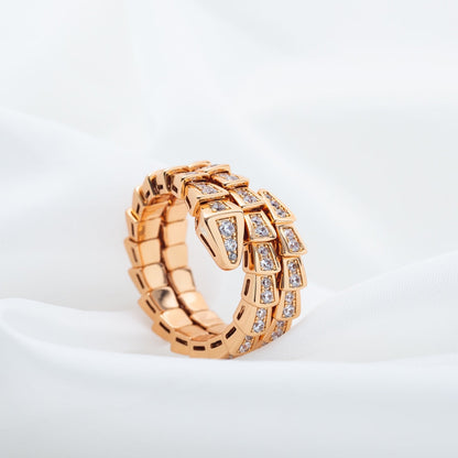 [Lumi Jewels]SERPENTI RING PINK GOLD DIAMOND DOUBLE ROW