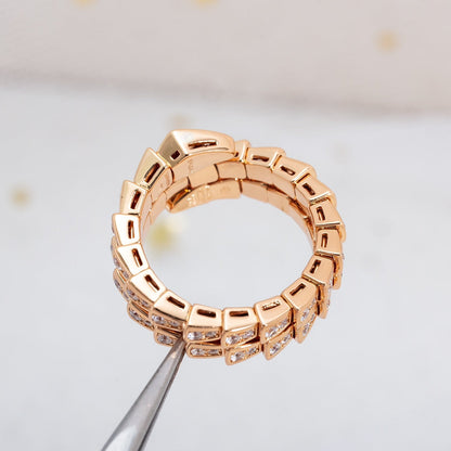 [Lumi Jewels]SERPENTI RING PINK GOLD DIAMOND DOUBLE ROW