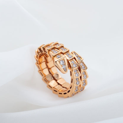 [Lumi Jewels]SERPENTI RING PINK GOLD DIAMOND DOUBLE ROW