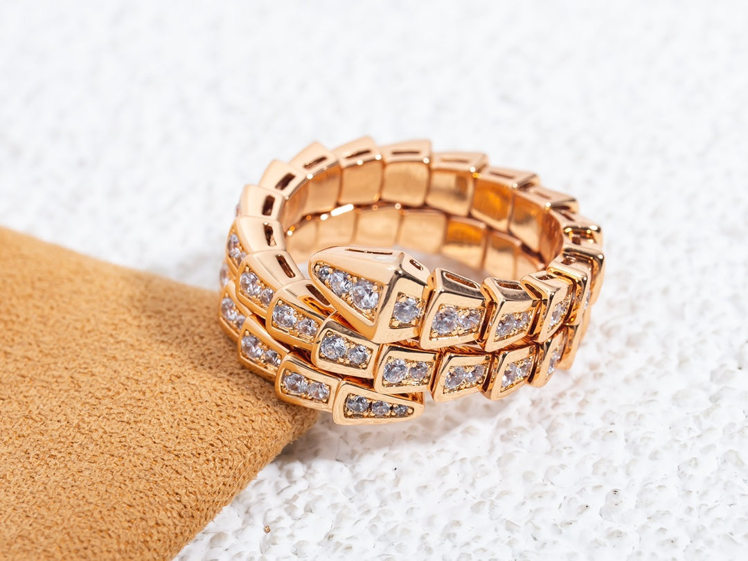 [Lumi Jewels]SERPENTI RING PINK GOLD DIAMOND DOUBLE ROW