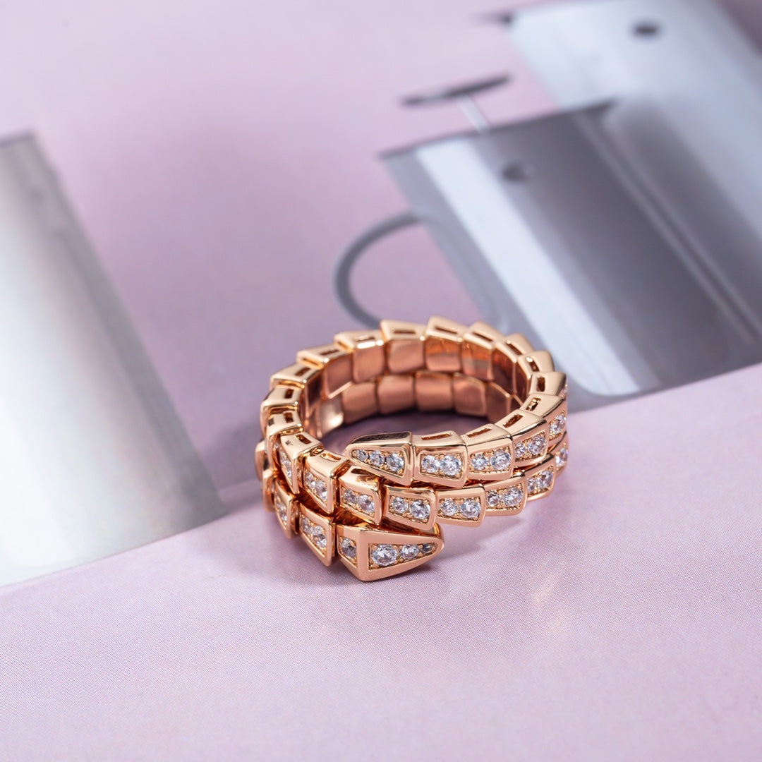 [Lumi Jewels]SERPENTI RING PINK GOLD DIAMOND DOUBLE ROW