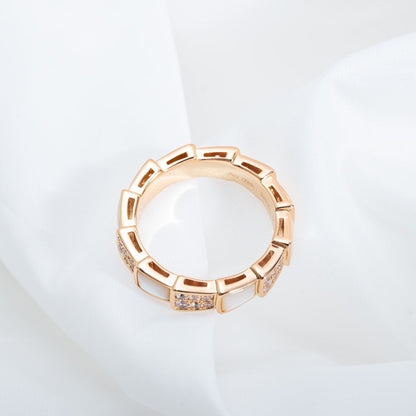 [Lumi Jewels]SERPENTI RING PINK GOLD MOP DIAMOND PAVED 4MM