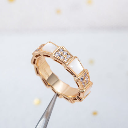 [Lumi Jewels]SERPENTI RING PINK GOLD MOP DIAMOND PAVED 4MM