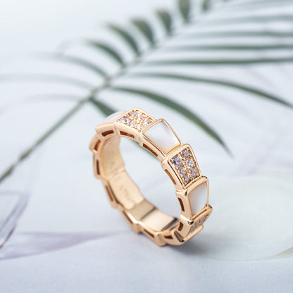 [Lumi Jewels]SERPENTI RING PINK GOLD MOP DIAMOND PAVED 4MM