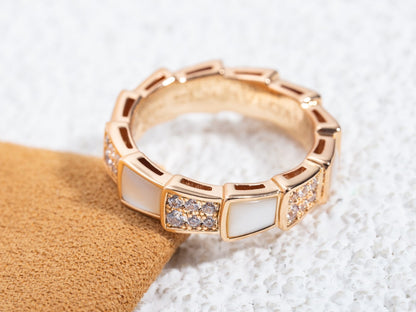 [Lumi Jewels]SERPENTI RING PINK GOLD MOP DIAMOND PAVED 4MM
