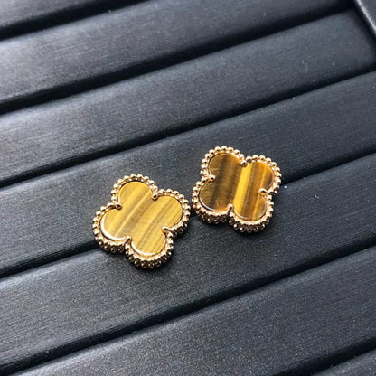 [Lumi Jewels]CLOVER MEDIUM 1 MOTIFS TIGER EYE EARRINGS