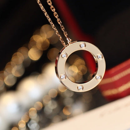 [Lumi Jewels]LOVE NECKLACE 16MM 6 DIAMONDS PINK GOLD