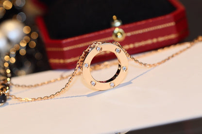 [Lumi Jewels]LOVE NECKLACE 16MM 6 DIAMONDS PINK GOLD